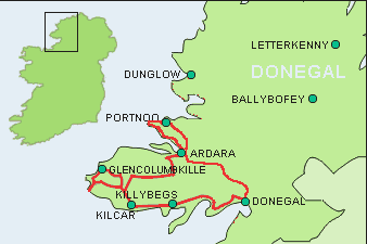 Detail-Karte unserer Donegals Hhepunkte Tour