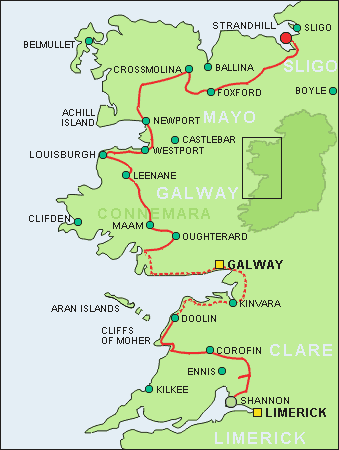 Detail-Karte unserer Connemara-Gruppenreise