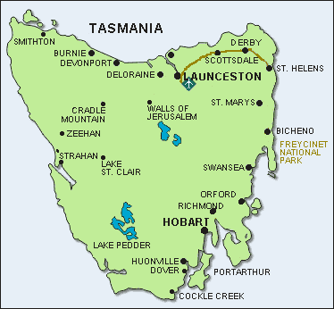 Der Routenverlauf unserer Nordostradtour in  Tasmanien 