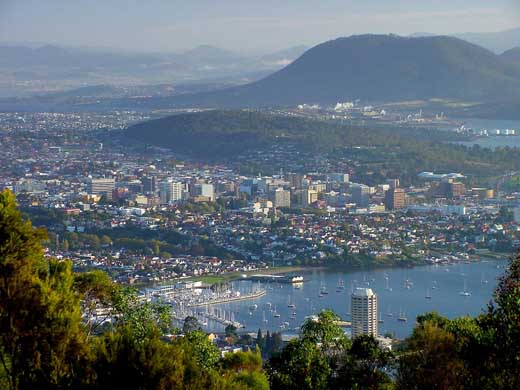 Ausblick auf Hobart, wie auf unserer Radtour